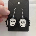 Micro Crochet Skull Hoop Earrings