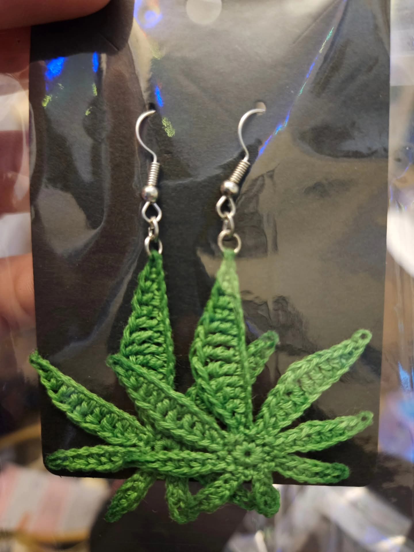 Micro Crochet Pot Leaf Earrings