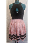 Iris Crochet Keyhole Halter Dress – Black & Blush Pink