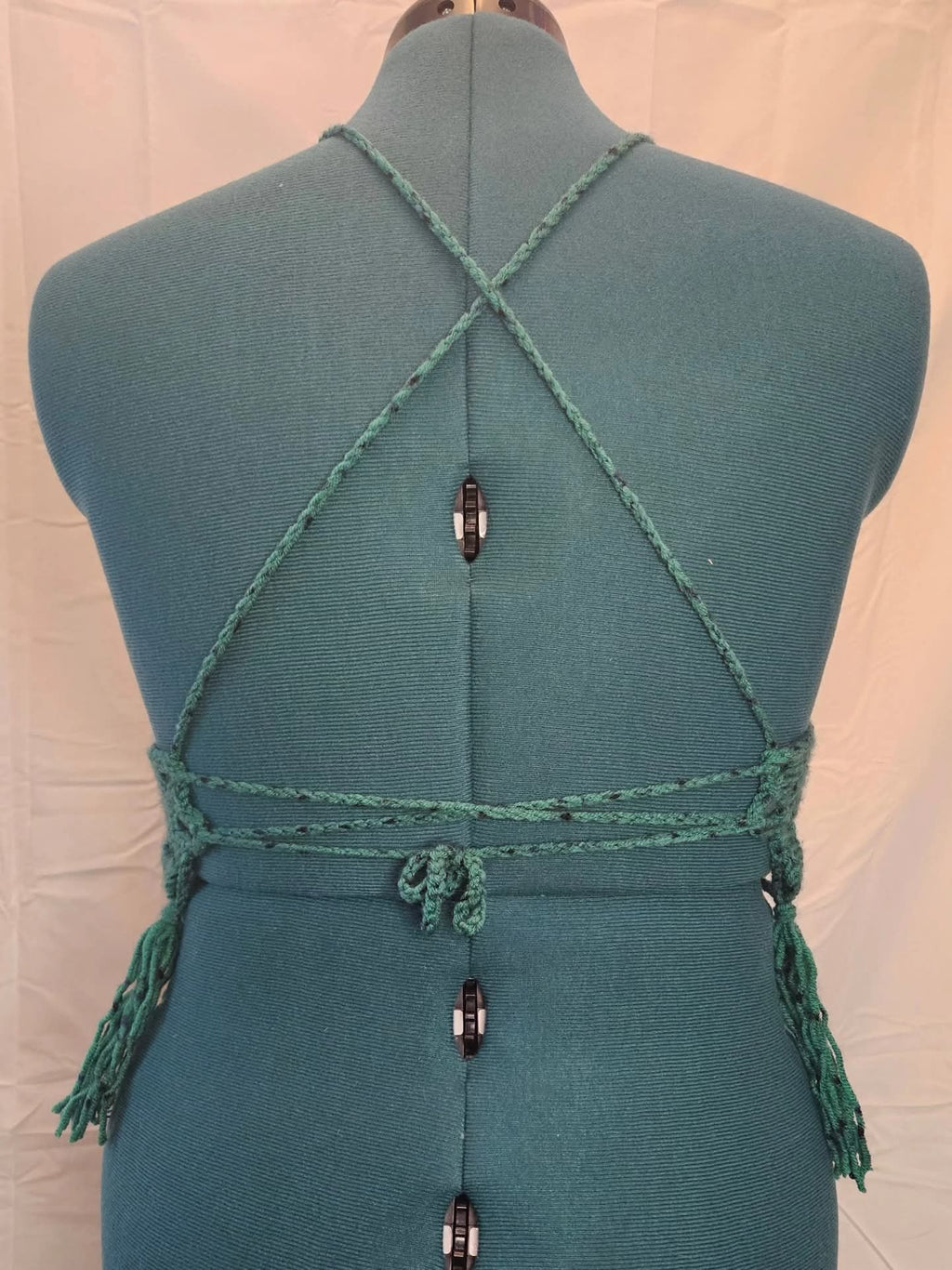 Sage Fringe Halter Crop Top