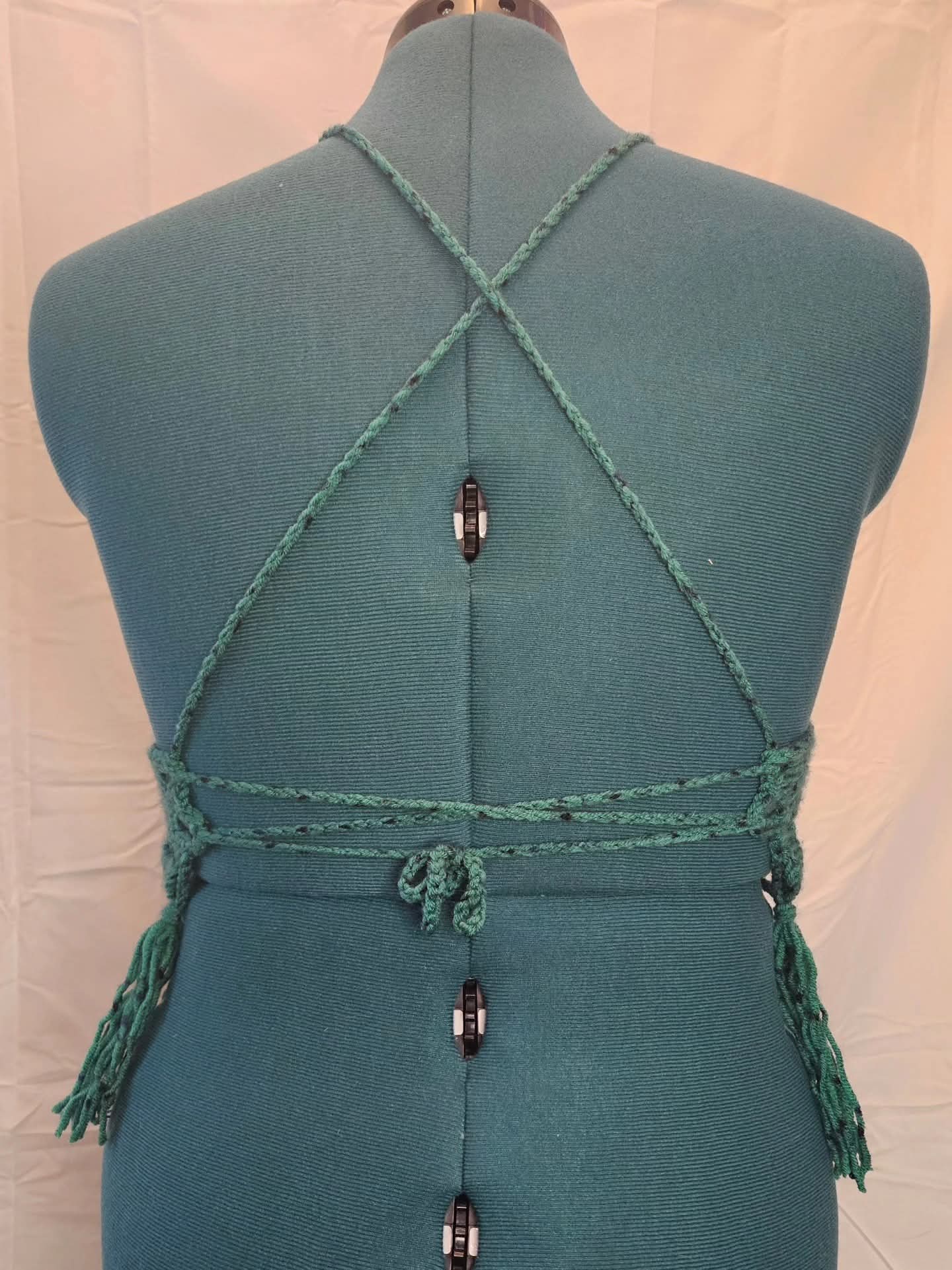 Sage Fringe Halter Crop Top